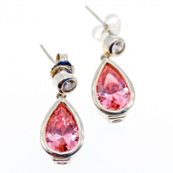 Sky Jewelry Серебряные серьги с морганитом бериллом и рубином