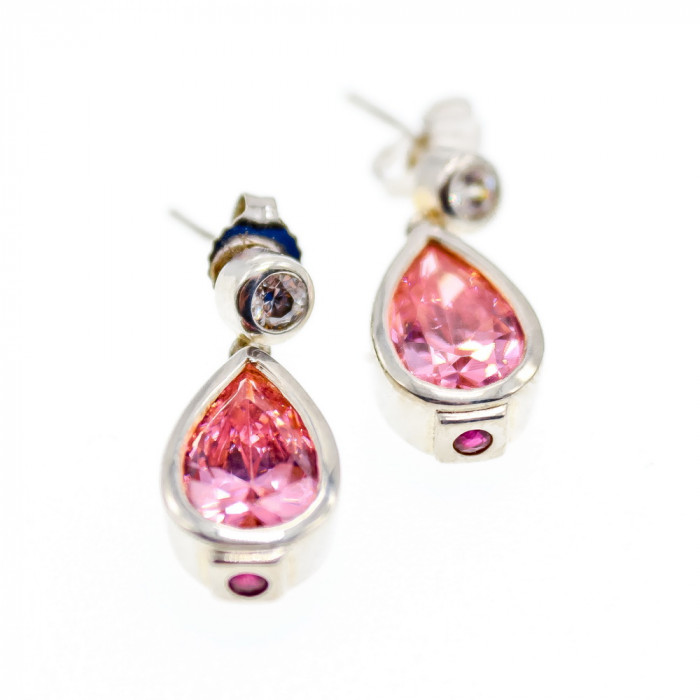 Sky Jewelry Серебряные серьги с морганитом бериллом и рубином