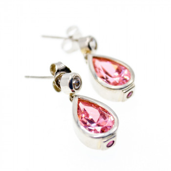 Sky Jewelry Серебряные серьги с морганитом бериллом и рубином