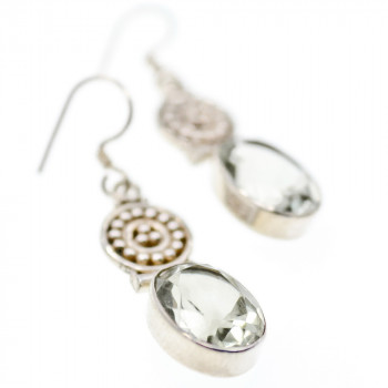 Sky Jewelry Серебряные серьги с камнем демантоид  Волшебство