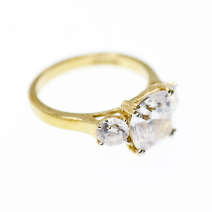 Sky Jewelry Серебряное кольцо в позолоте с фианитами