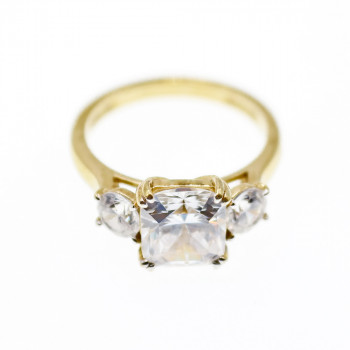 Sky Jewelry Серебряное кольцо в позолоте с фианитами