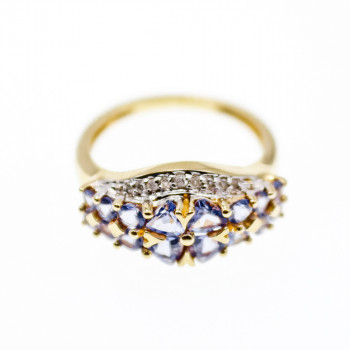 Sky Jewelry Золотое кольцо с танзанитом и бриллиантом  Нежность