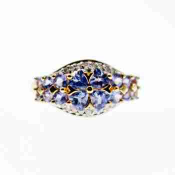 Sky Jewelry Золотое кольцо с танзанитом и бриллиантом  Нежность