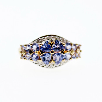 Sky Jewelry Золотое кольцо с танзанитом и бриллиантом  Нежность