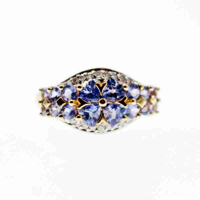 Sky Jewelry Золотое кольцо с танзанитом и бриллиантом  Нежность