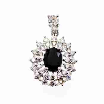 Sky Jewelry Серебряный кулон со шпинелью и фианитами