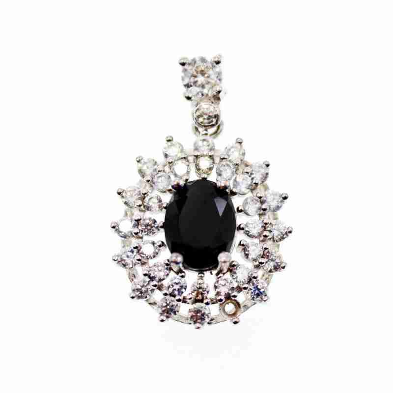 Sky Jewelry Серебряный кулон со шпинелью и фианитами