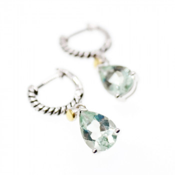 Sky Jewelry Серебряные серьги со вставкой из золота и камнем демантоид