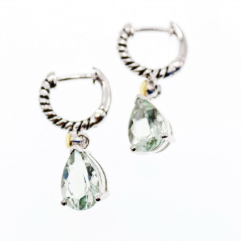 Sky Jewelry Серебряные серьги со вставкой из золота и камнем демантоид