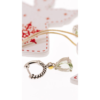 Sky Jewelry Серебряные серьги со вставкой из золота и камнем демантоид