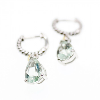 Sky Jewelry Серебряные серьги со вставкой из золота и камнем демантоид