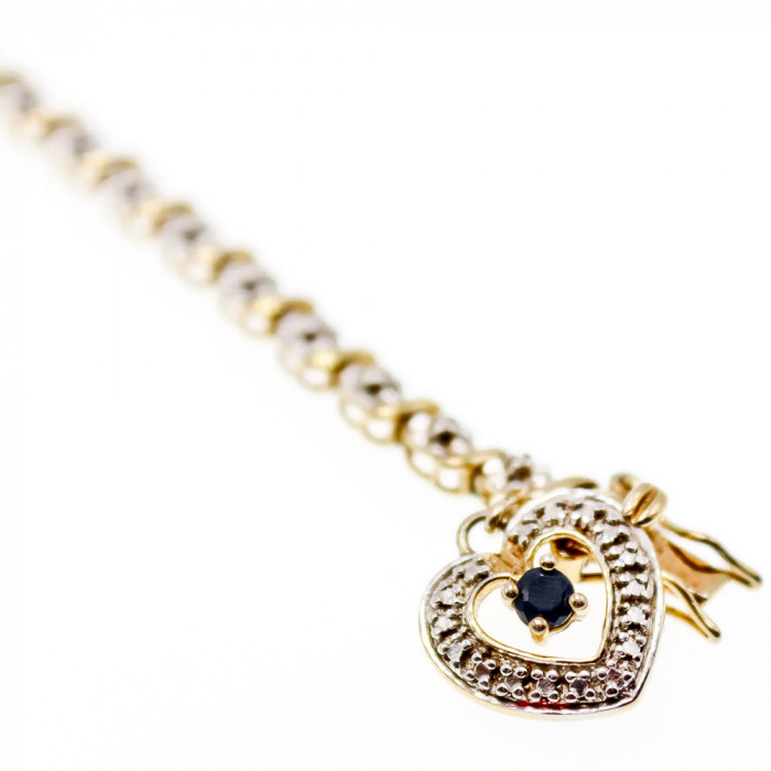 Sky Jewelry Серебряный браслет в позолоте с сапфиром  Сердце