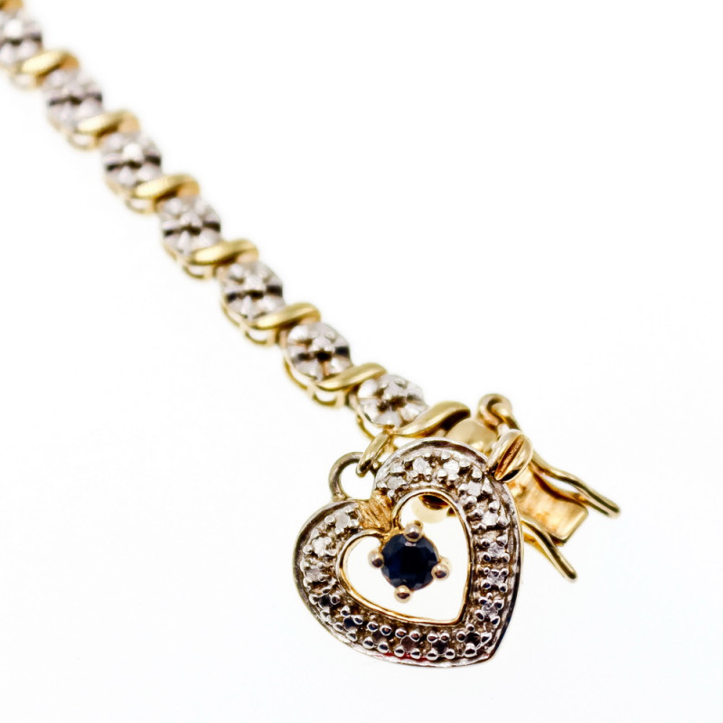 Sky Jewelry Серебряный браслет в позолоте с сапфиром  Сердце