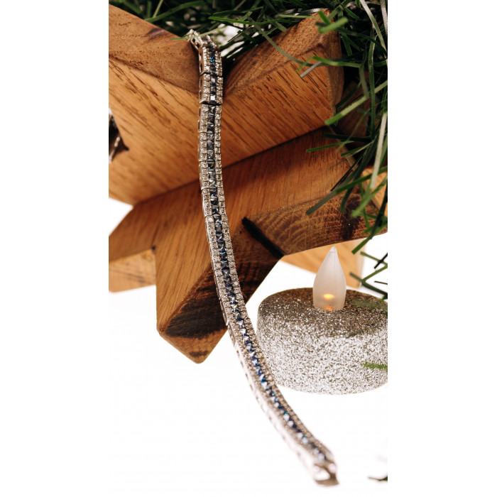 Sky Jewelry Серебряный браслет с танзанитом и фианитом