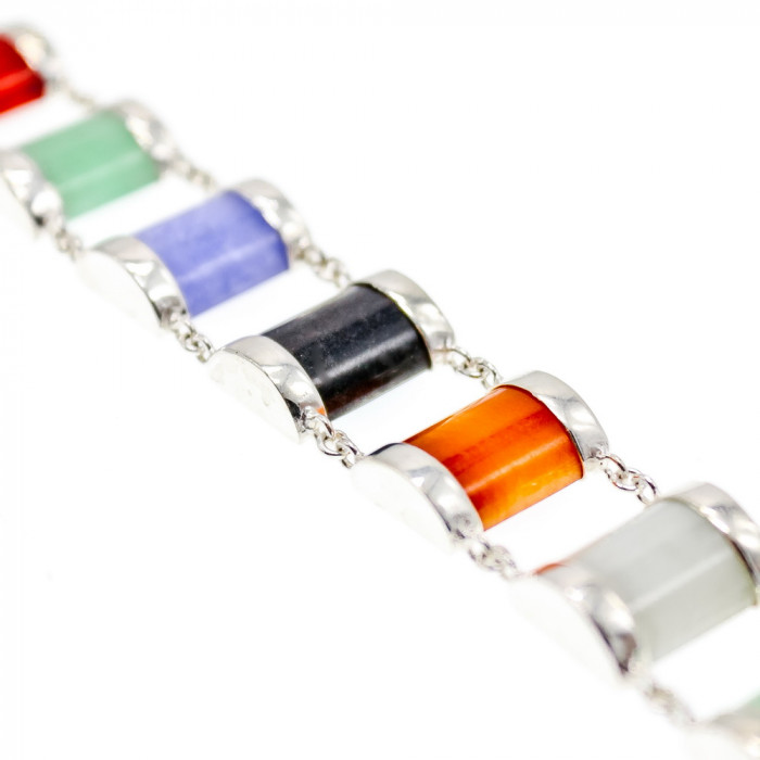 Sky Jewelry Серебряный браслет с разноцветным нефритом