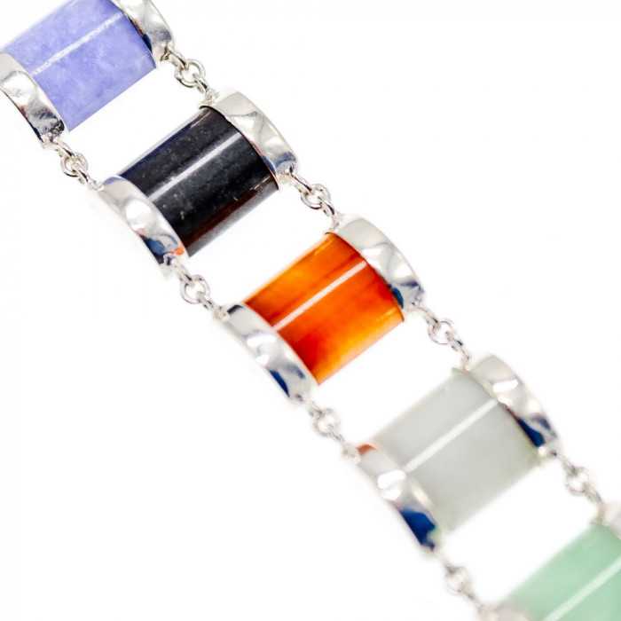 Sky Jewelry Серебряный браслет с разноцветным нефритом