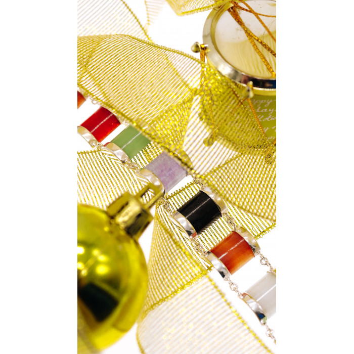 Sky Jewelry Серебряный браслет с разноцветным нефритом