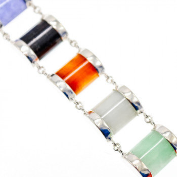 Sky Jewelry Серебряный браслет с разноцветным нефритом