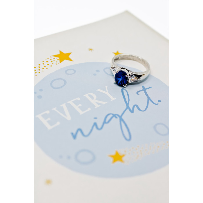 Sky Jewelry Серебряное кольцо с сапфиром и фианитом