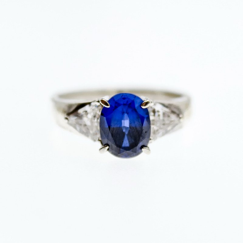 Sky Jewelry Серебряное кольцо с сапфиром и фианитом