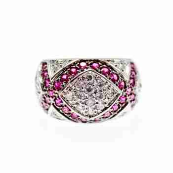 Sky Jewelry Серебряное кольцо с белым и розовым топазом