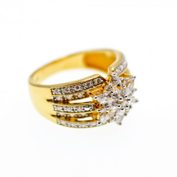 Sky Jewelry Серебряное кольцо в позолоте с фианитами