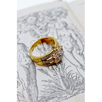 Sky Jewelry Серебряное кольцо в позолоте с фианитами