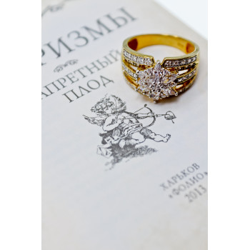 Sky Jewelry Серебряное кольцо в позолоте с фианитами