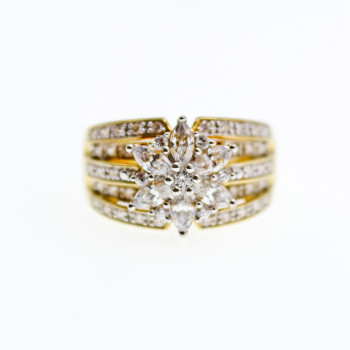 Sky Jewelry Серебряное кольцо в позолоте с фианитами