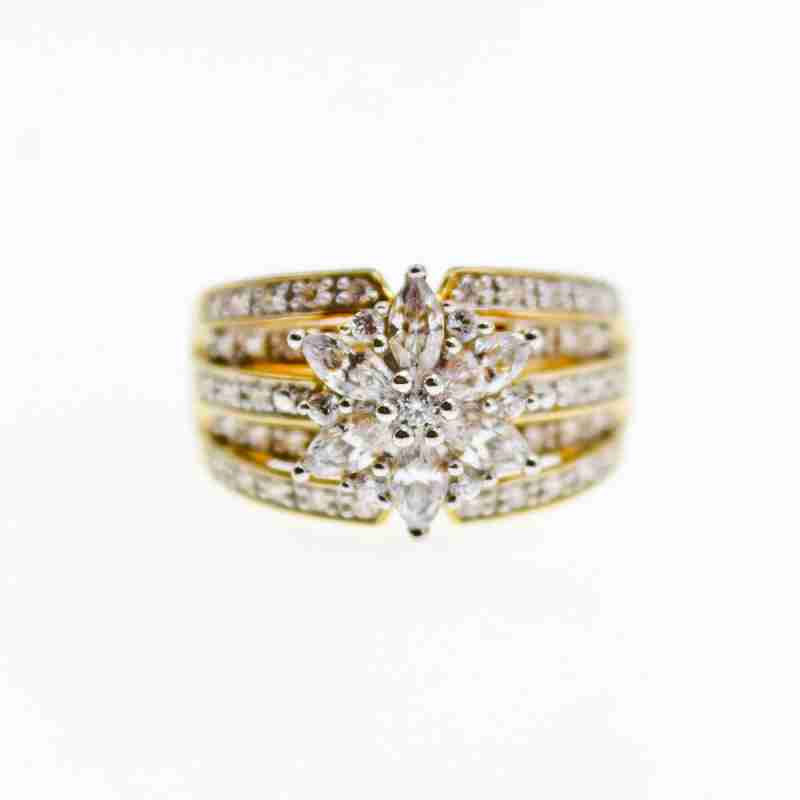 Sky Jewelry Серебряное кольцо в позолоте с фианитами