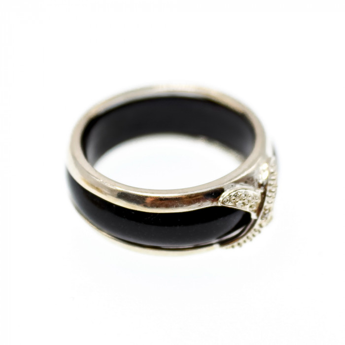 Sky Jewelry Мужское серебряное кольцо черный нефрит