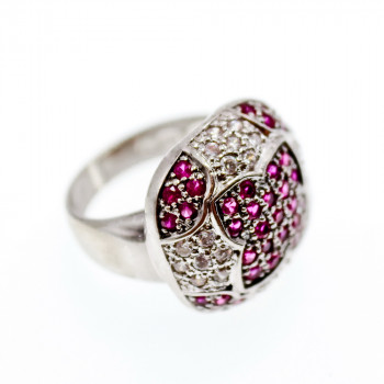 Sky Jewelry Серебряное кольцо с белым и розовым топазом  Настроение