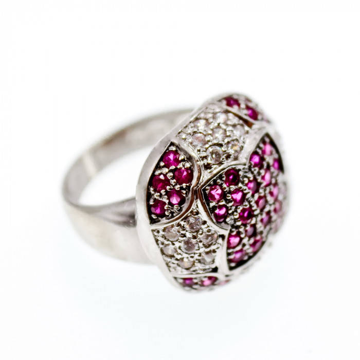 Sky Jewelry Серебряное кольцо с белым и розовым топазом  Настроение