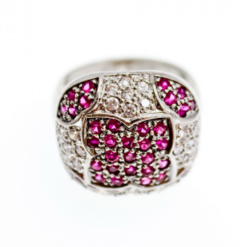 Sky Jewelry Серебряное кольцо с белым и розовым топазом  Настроение