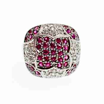 Sky Jewelry Серебряное кольцо с белым и розовым топазом  Настроение