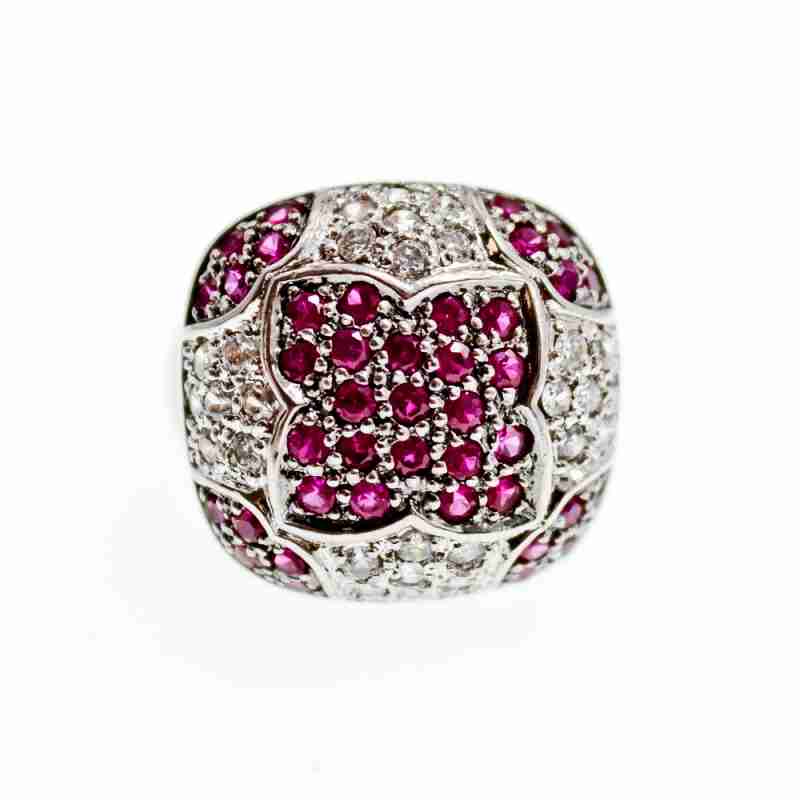Sky Jewelry Серебряное кольцо с белым и розовым топазом  Настроение