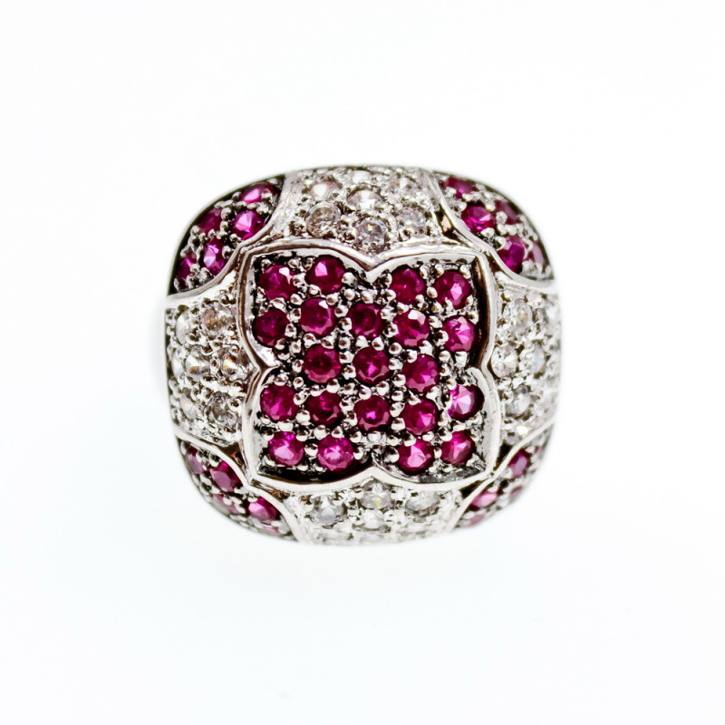 Sky Jewelry Серебряное кольцо с белым и розовым топазом  Настроение