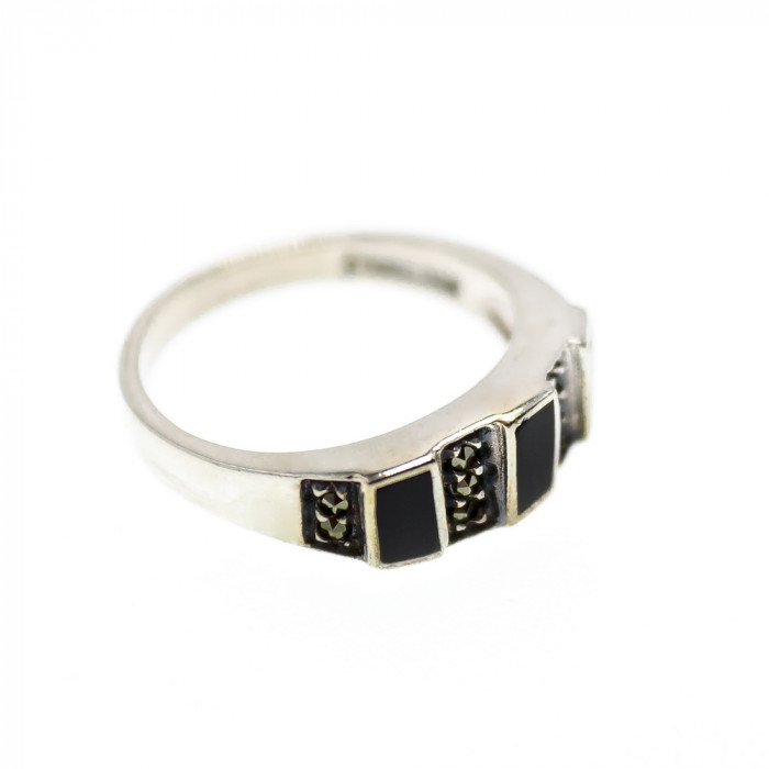 Sky Jewelry Серебряное кольцо с нефритом и марказитом