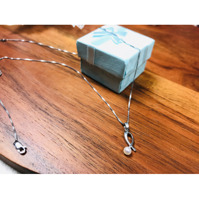 Sky Jewelry Серебряная цепочка с кулоном жемчугом