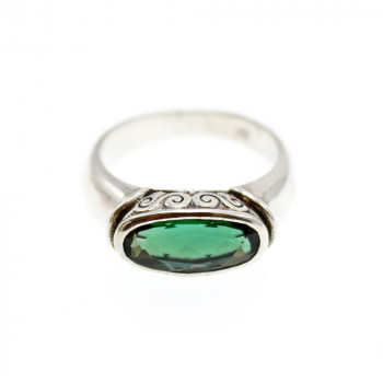 Sky Jewelry Винтажное серебряное кольцо с камнем демантоид