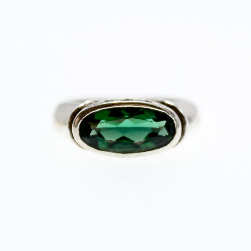 Sky Jewelry Винтажное серебряное кольцо с камнем демантоид