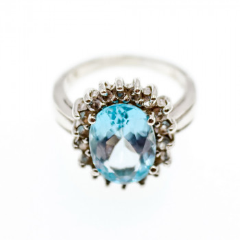 Sky Jewelry Серебряное кольцо с топазом и камнями берилл