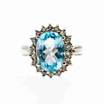 Sky Jewelry Серебряное кольцо с топазом и камнями берилл