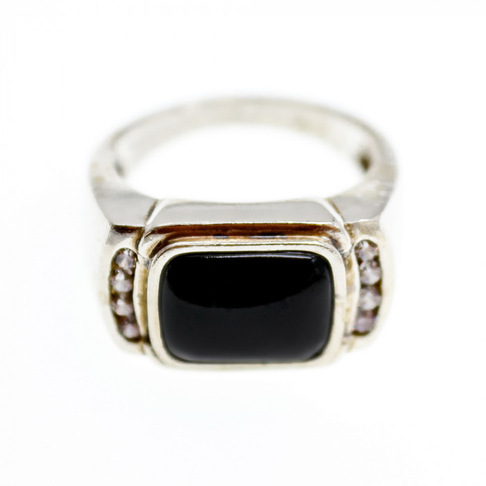 Sky Jewelry Мужское Серебряное кольцо с нефритом и фианитами