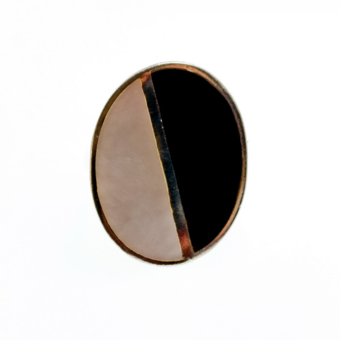 Sky Jewelry Серебряное кольцо с перламутром и эмалью  Инь Ян