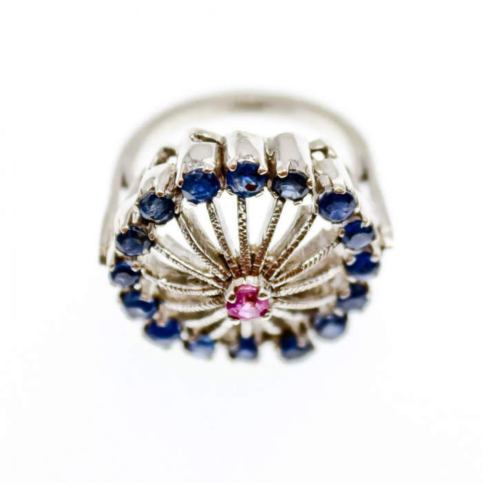 Sky Jewelry Серебряное кольцо с камнями иолит и розовый топаз