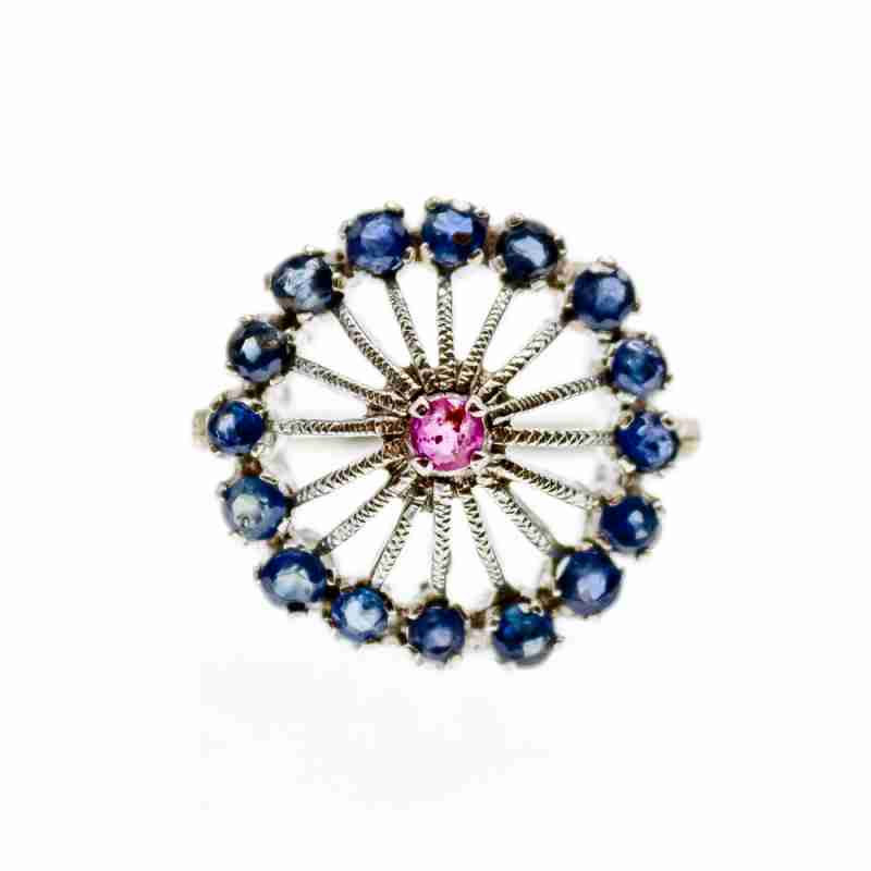 Sky Jewelry Серебряное кольцо с камнями иолит и розовый топаз