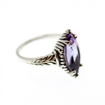 Sky Jewelry Серебряное кольцо с аметистом  Маркиз