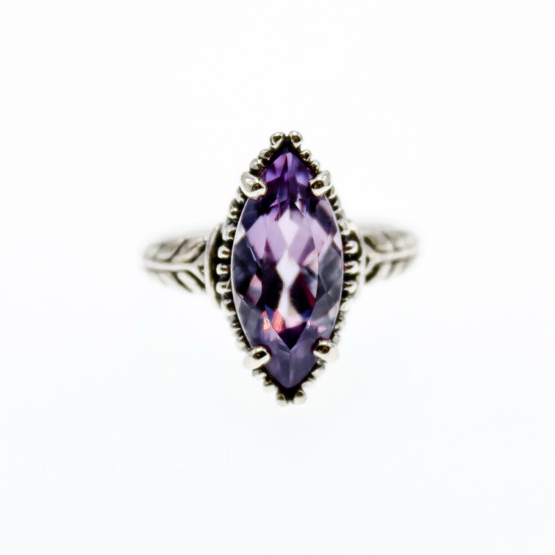 Sky Jewelry Серебряное кольцо с аметистом  Маркиз